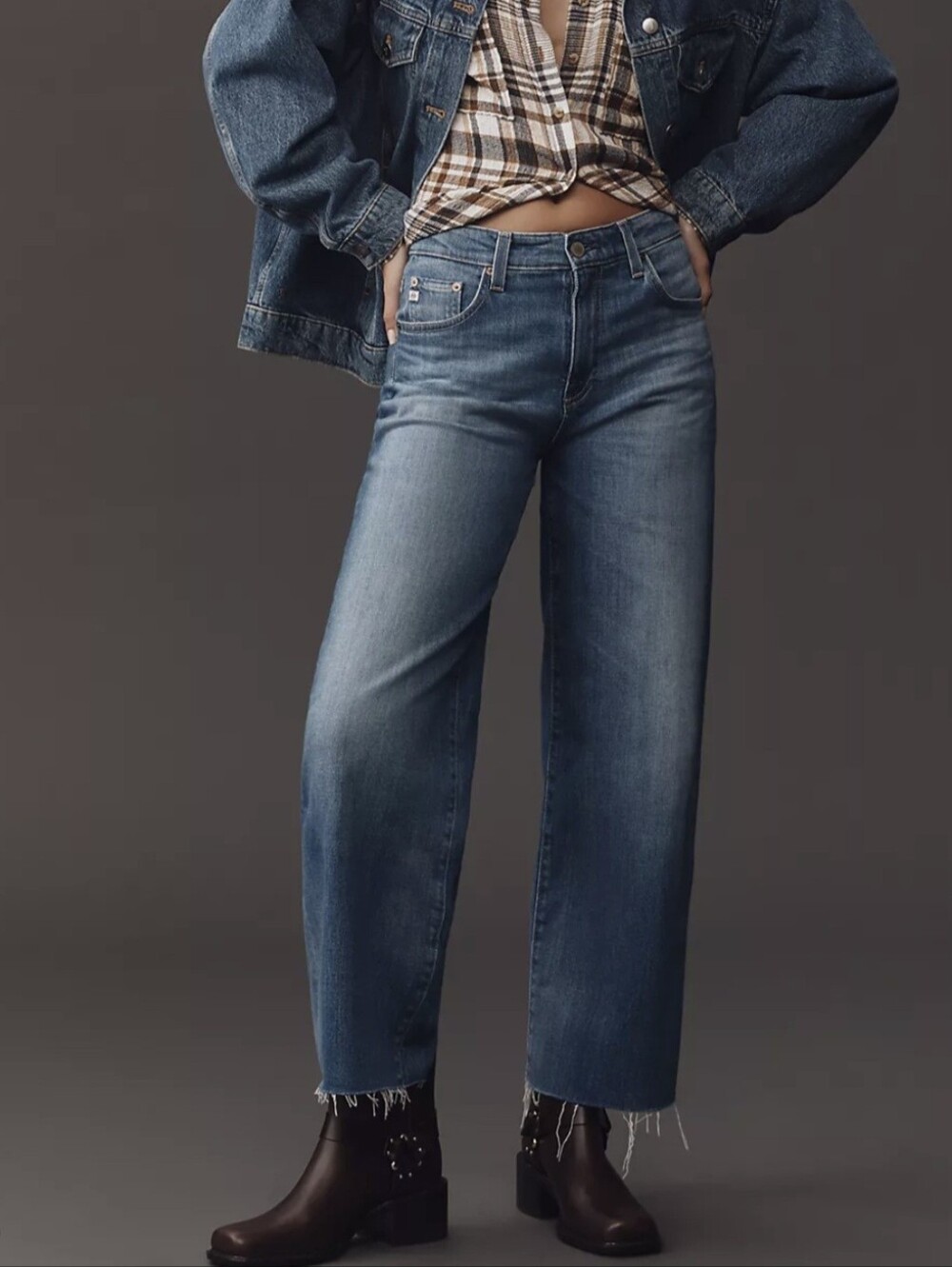 AG Saige High-Rise Crop Wide-Leg Jeans